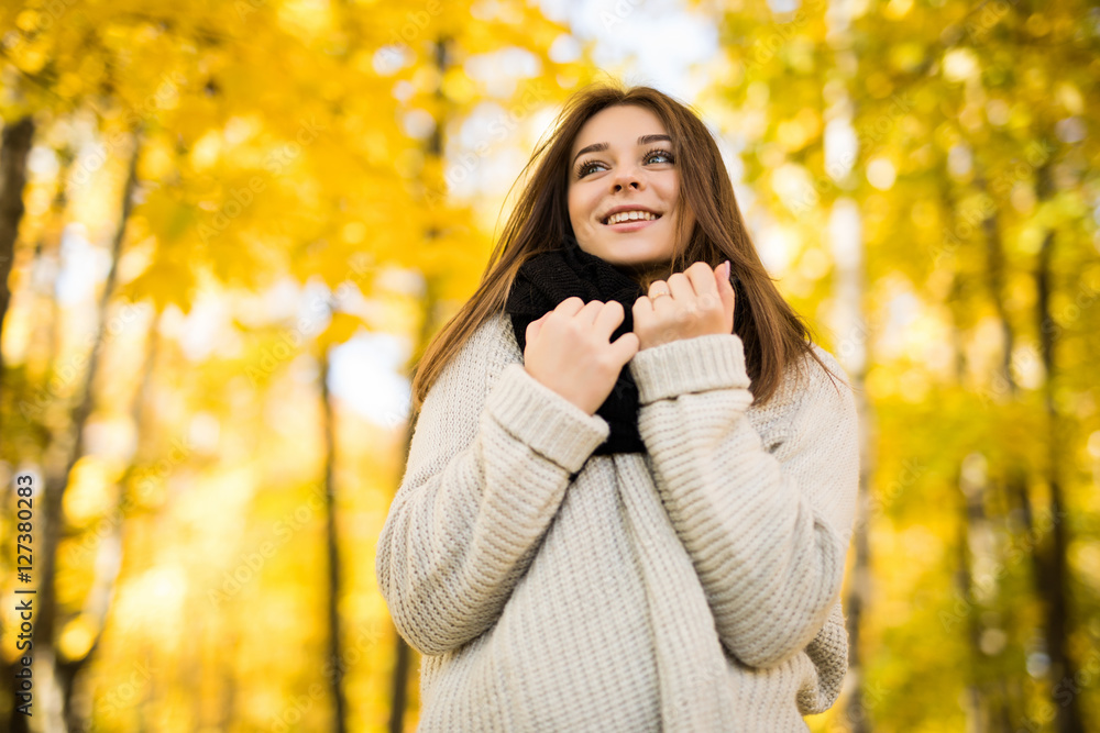Young girl in autumn forest Young girl in autumn forest