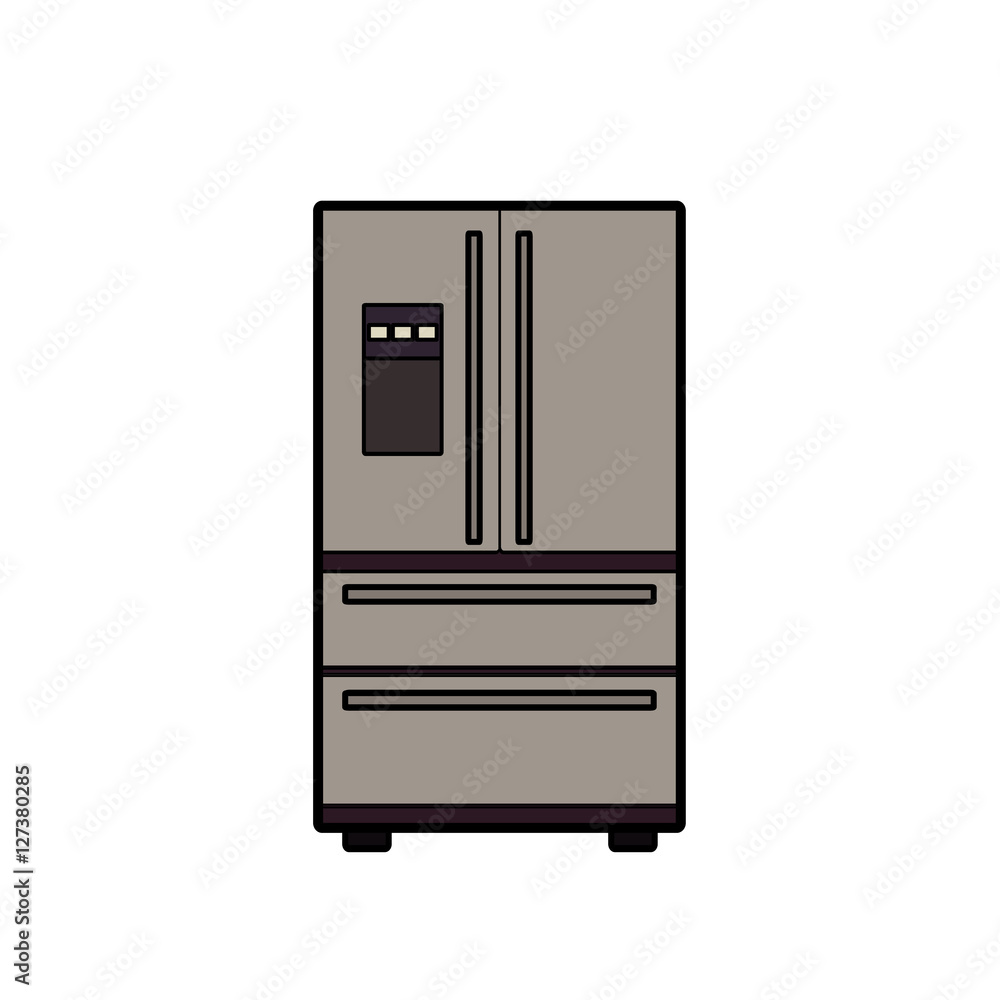 Fototapeta premium Symbol of fridge. color line art. icon. Vector illustration