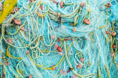 fishing tackles and networks in a greek harbor