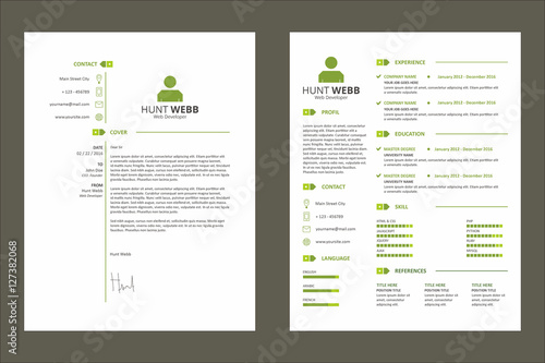 CV (Curriculum Vitae) Resume Simple Tag Clean Green Template Vector Graphic Resource