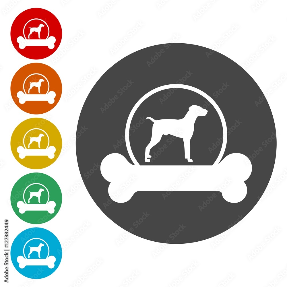 Dog design icons set Dog design icons set