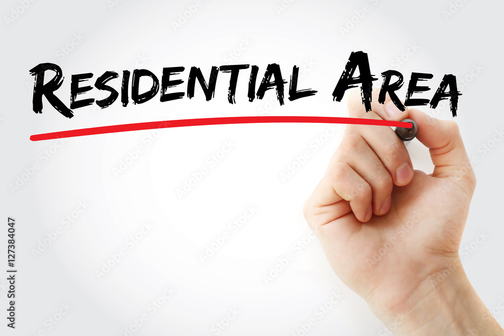 Hand writing Residential area with marker, concept background Hand writing Residential area with marker, concept background