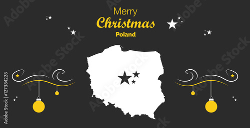 Merry Christmas illustration theme with map of Poland