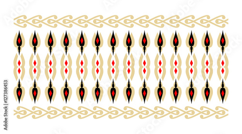 Elegant and decorative border of Hindu and Arabic inspiration of various colors, golden and red and white background