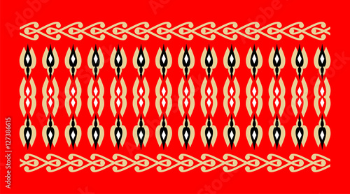 Elegant and decorative border of Hindu and Arabic inspiration of various colors, golden, black and white and red background