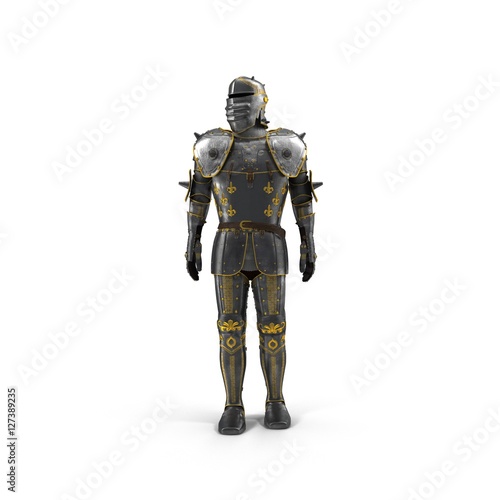 Full suit of Armour on white. 3D illustration
