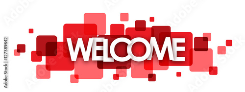 "WELCOME" overlapping letters vector banner