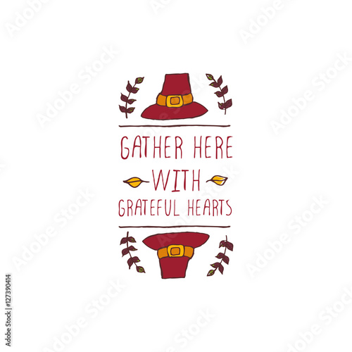 Thanksgiving label with text on white background