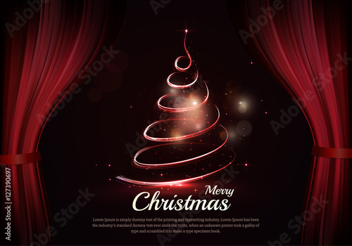 Burning christmas tree and text behind the scenes.