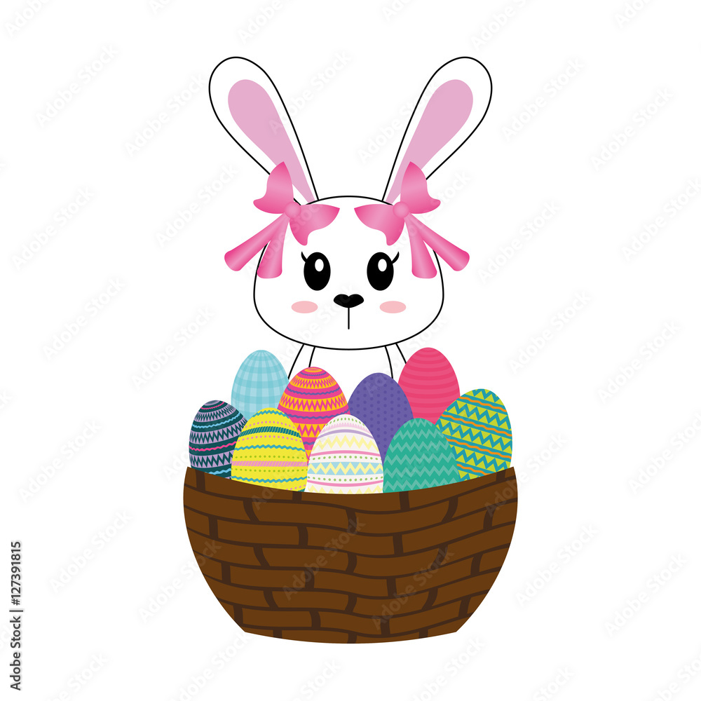Happy easter bunny cartoon icon vector illustration design Happy easter bunny cartoon icon vector illustration design