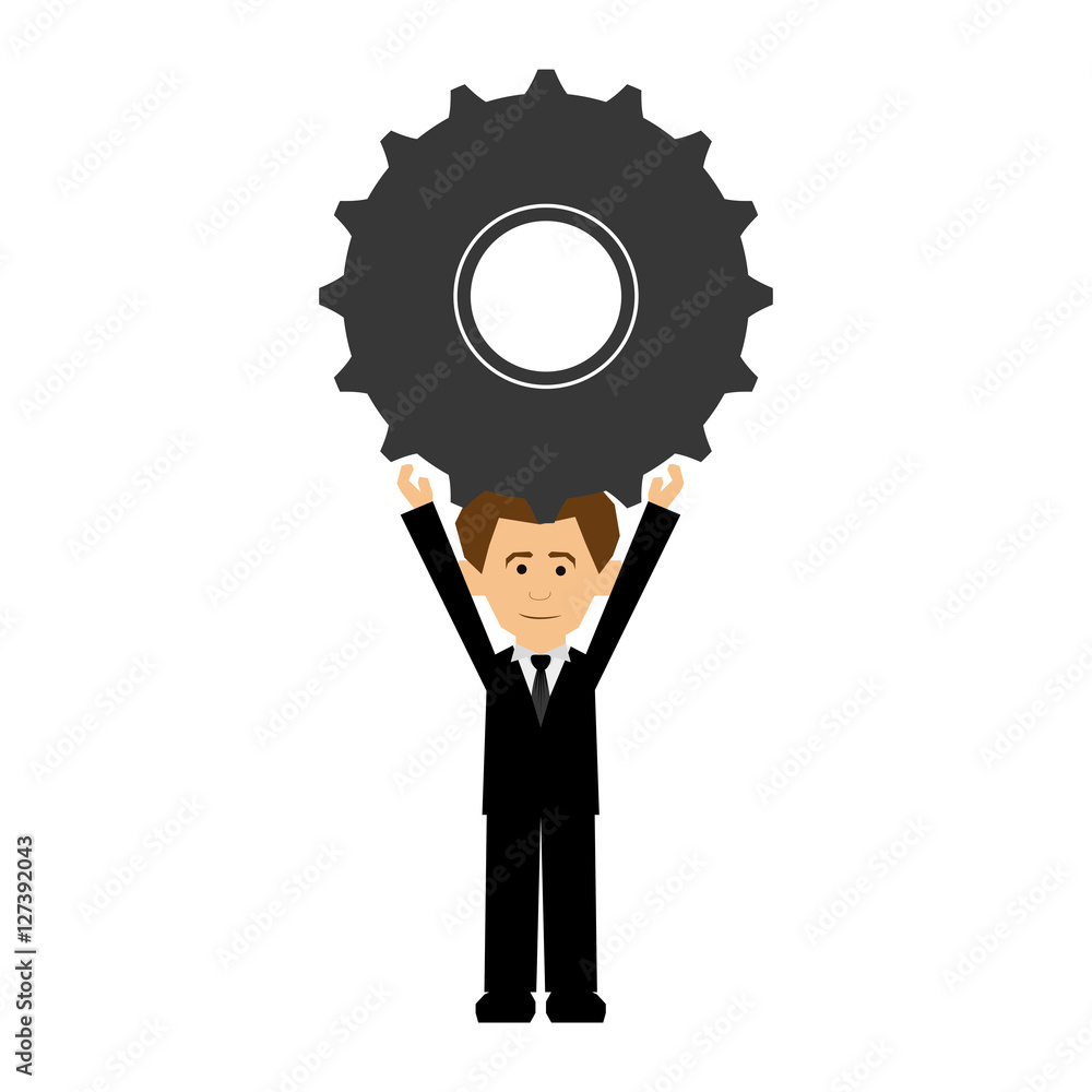 man holding gear cartoon icon image vector illustration design man holding gear cartoon icon image vector illustration design