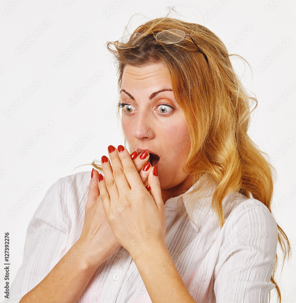 Surprised young woman in a studio Surprised young woman in a studio