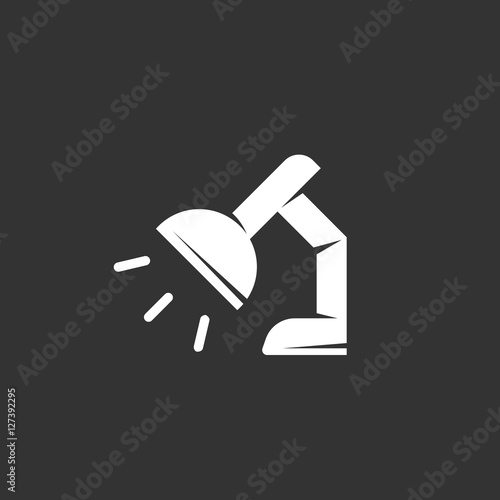 Table lamp logo on black background. Vector icon
