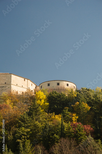 San Leo historic castle in Romagna countryside travel Italy photo