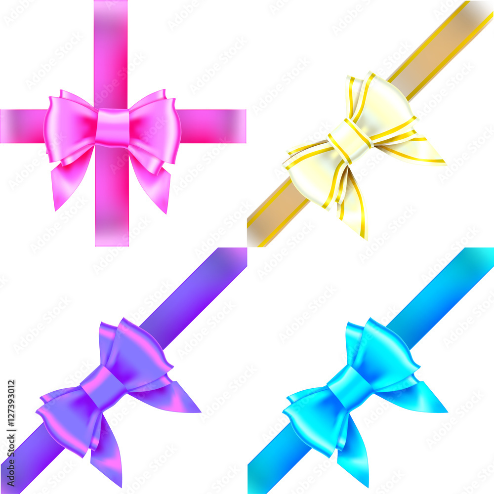 pink bow ribbon gift vector