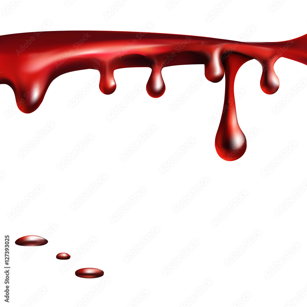 Fototapeta premium blood flowing, in motion, blood trickling down, isolated vector