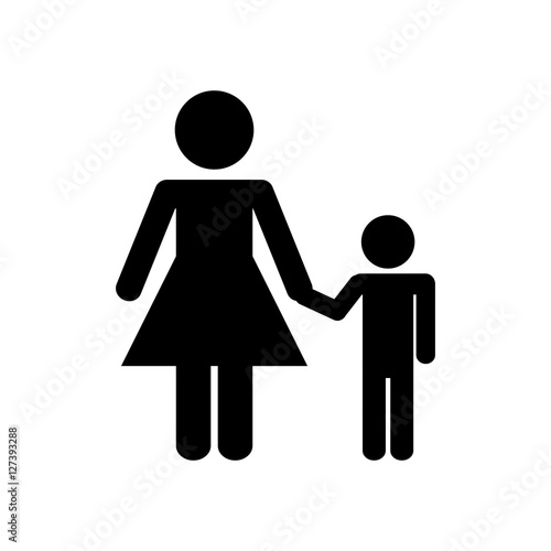 mother daugther kid pictogram icon vector illustration design