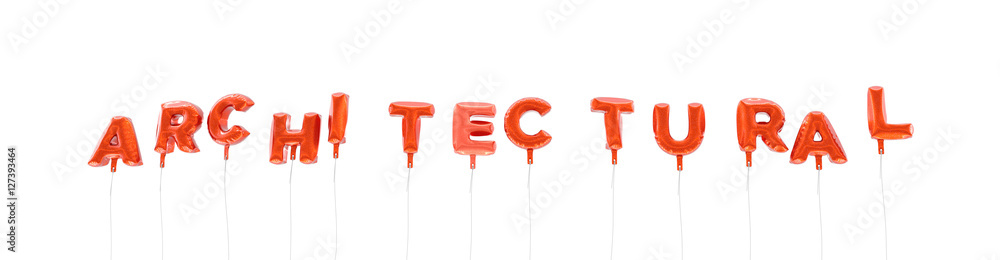 ARCHITECTURAL - word made from red foil balloons - 3D rendered. Can be used for an online banner ad or a print postcard. ARCHITECTURAL - word made from red foil balloons - 3D rendered. Can be used for an online banner ad or a print postcard.