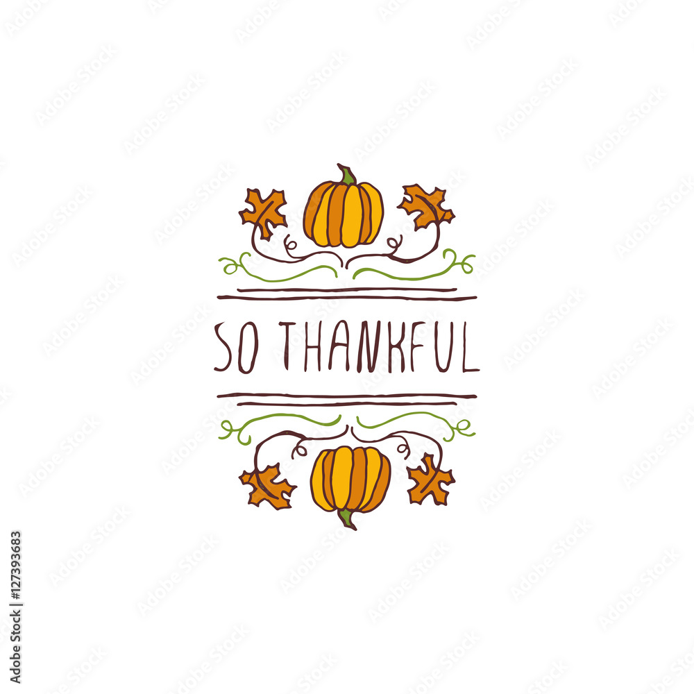 Thanksgiving label with text on white background Thanksgiving label with text on white background