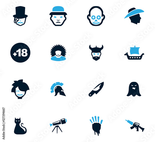 Genres of cinema icons set