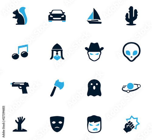 Genres of cinema icons set