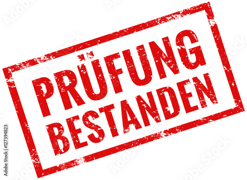 prüfung bestanden stempel rot grunge 