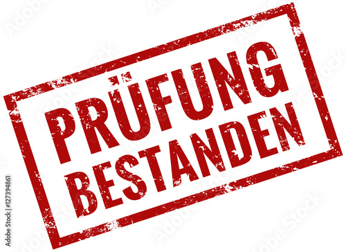 prüfung bestanden stempel rot grunge 