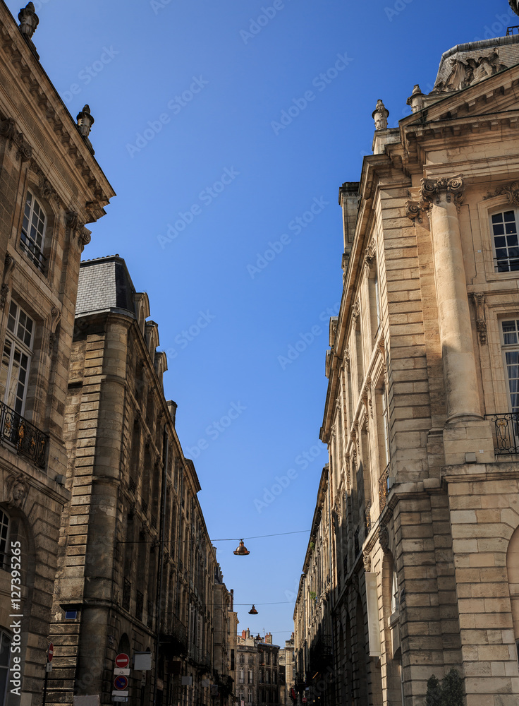 Significant street near the Place de la Bourse of Bordeaux in Fr