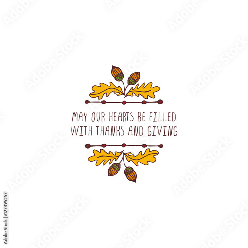 Thanksgiving label with text on white background