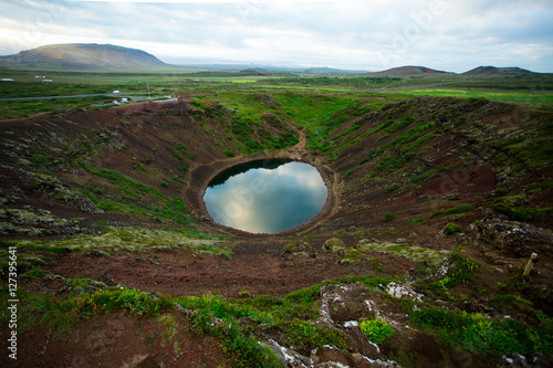 Kerid crater lake in Iceland.