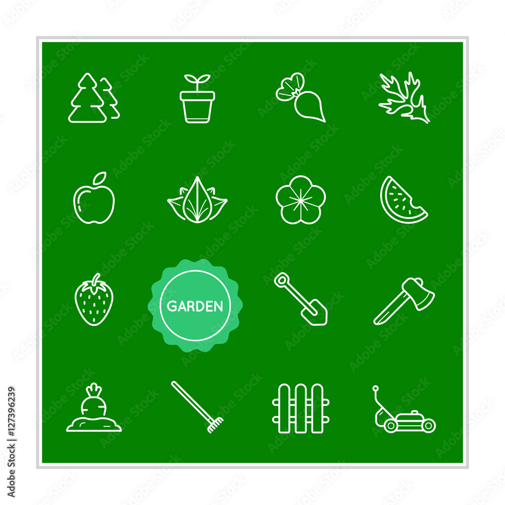 Set of Garden Vector Illustration Elements can be used as Logo o Set of Garden Vector Illustration Elements can be used as Logo o