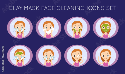 Vector Face Cleaning And Care Actions Set