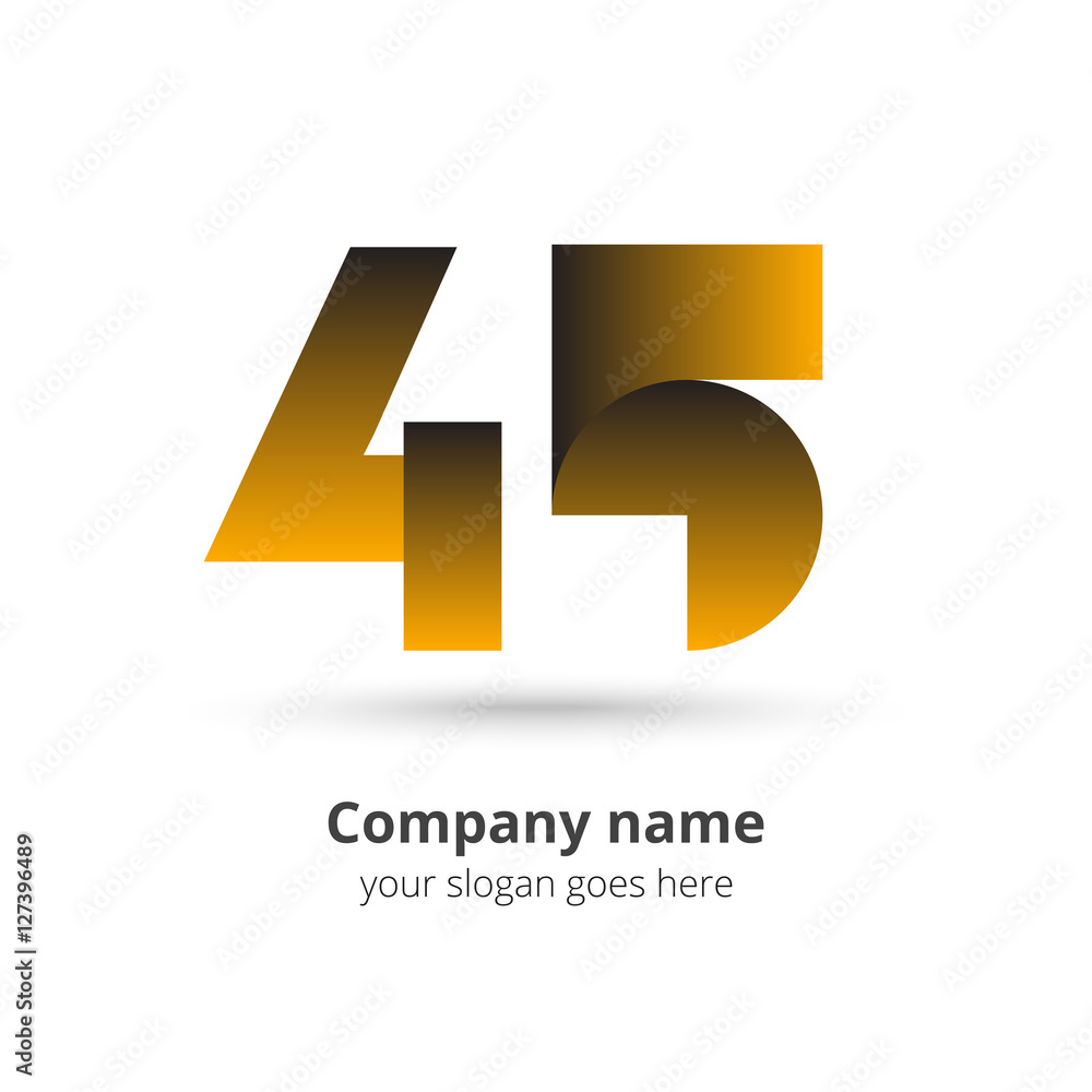 45 logo icon and vector design template. Monogram years numbers four