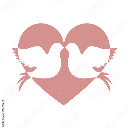 lovebirds silhouette in heart cartoon icon image vector illustration design 