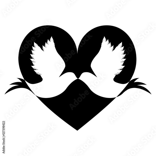 lovebirds silhouette in heart cartoon icon image vector illustration design 
