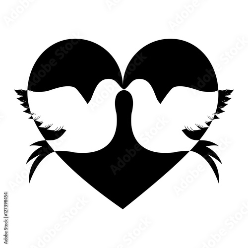 lovebirds silhouette in heart cartoon icon image vector illustration design 