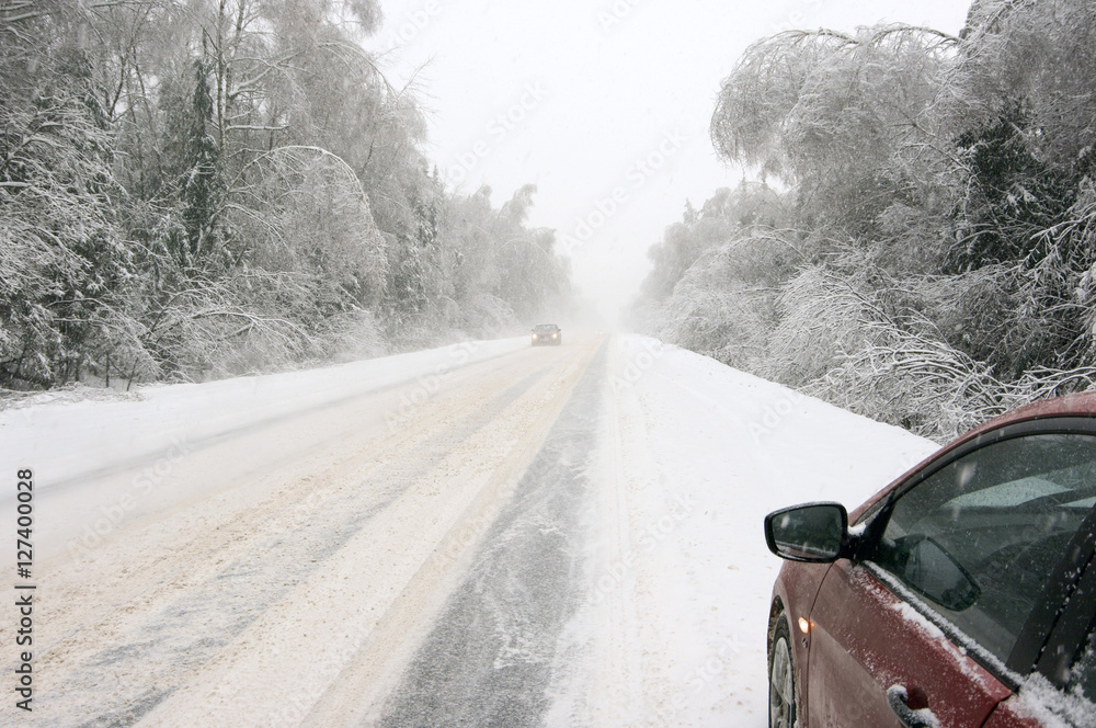 Snowy winter road