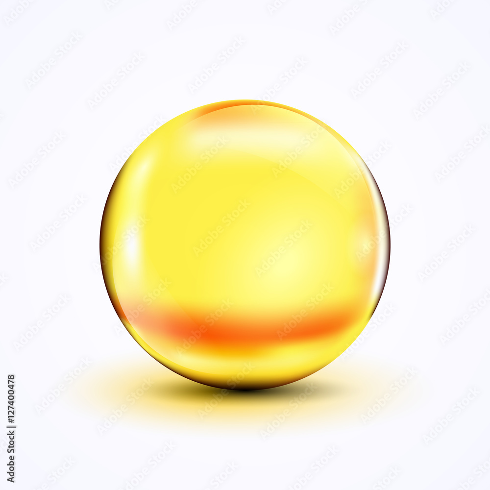 Bright colored glass bowl, bubble, realistic vector illustration isolated on white