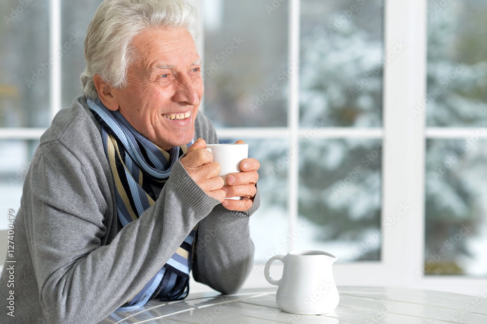 Senior man drinking tea Senior man drinking tea