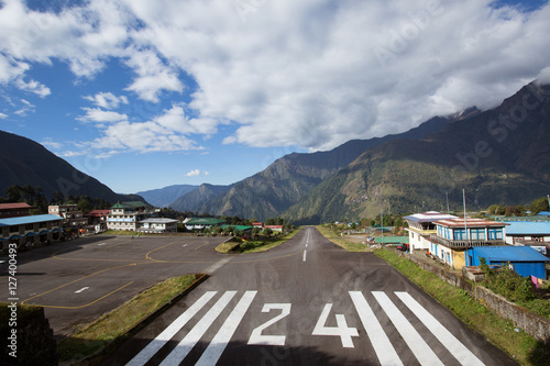 LUKLA, NEPAL -  OCTOBER 21, 2016:  Tenzing-Hillary Airport in Lukla, Himalayas, Nepal. photo