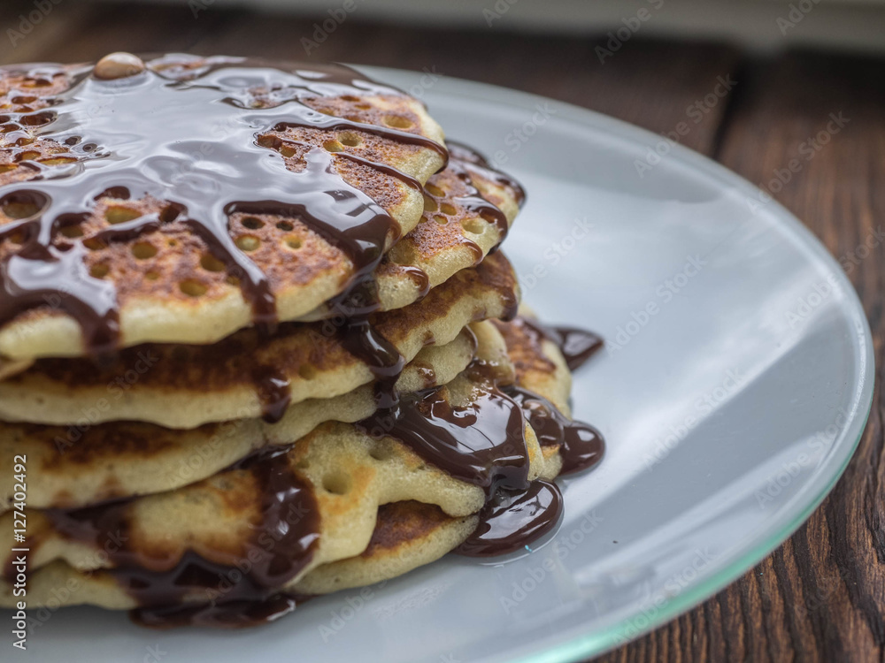 Pancakes with chocolate sauce Pancakes with chocolate sauce