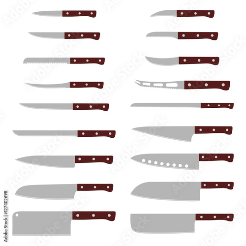 Set of kitchen knives, vector illustration