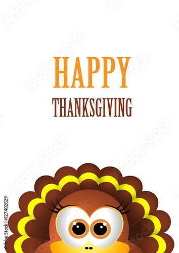 Card for Thanksgiving Day. Turkey on white backgrou