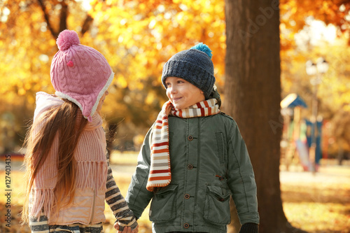 Children walking in park
