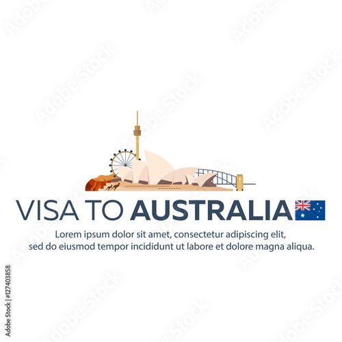 Visa to Australia. Travel to Australia. Document for travel. Vector flat illustration.