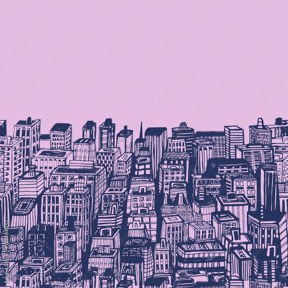 Φωτογραφία Vintage illustration with Hand drawn big city