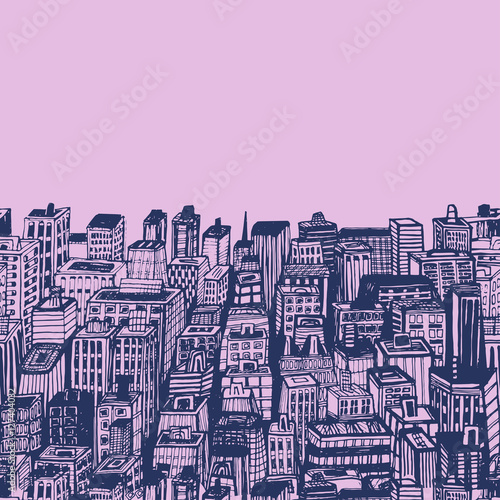 Vintage illustration with Hand drawn big city