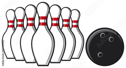 bowling pins and ball