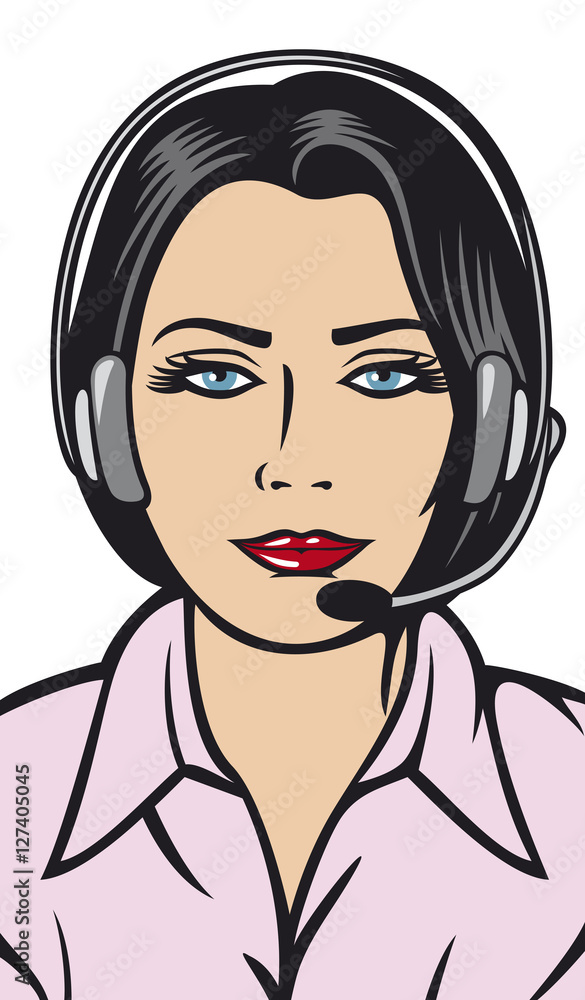 female helpline operator with headset female helpline operator with headset