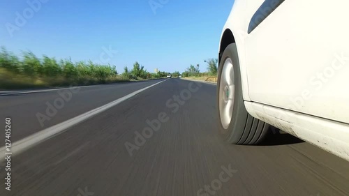 Driving along empty road in southern France